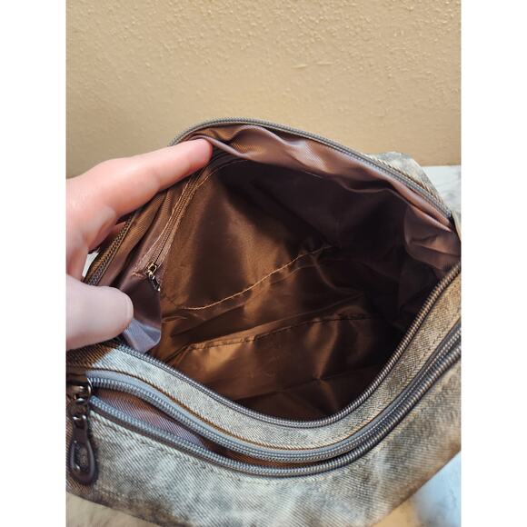 No Brand Women's Charcoal Gray Washed Denim Look Pattern Strap Crossbody‎ bag - Picture 5 of 8